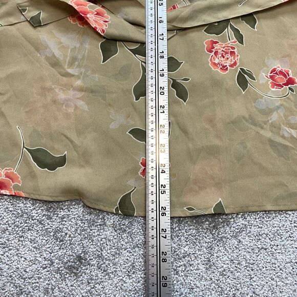 Lane Bryant Blouse Shirt womens 18/20 Brown Floral Belted Flared Sleeve Light - Picture 8 of 12